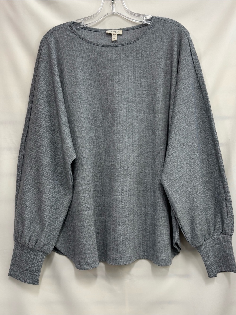 Gray Ribbed Knit Crewneck Top